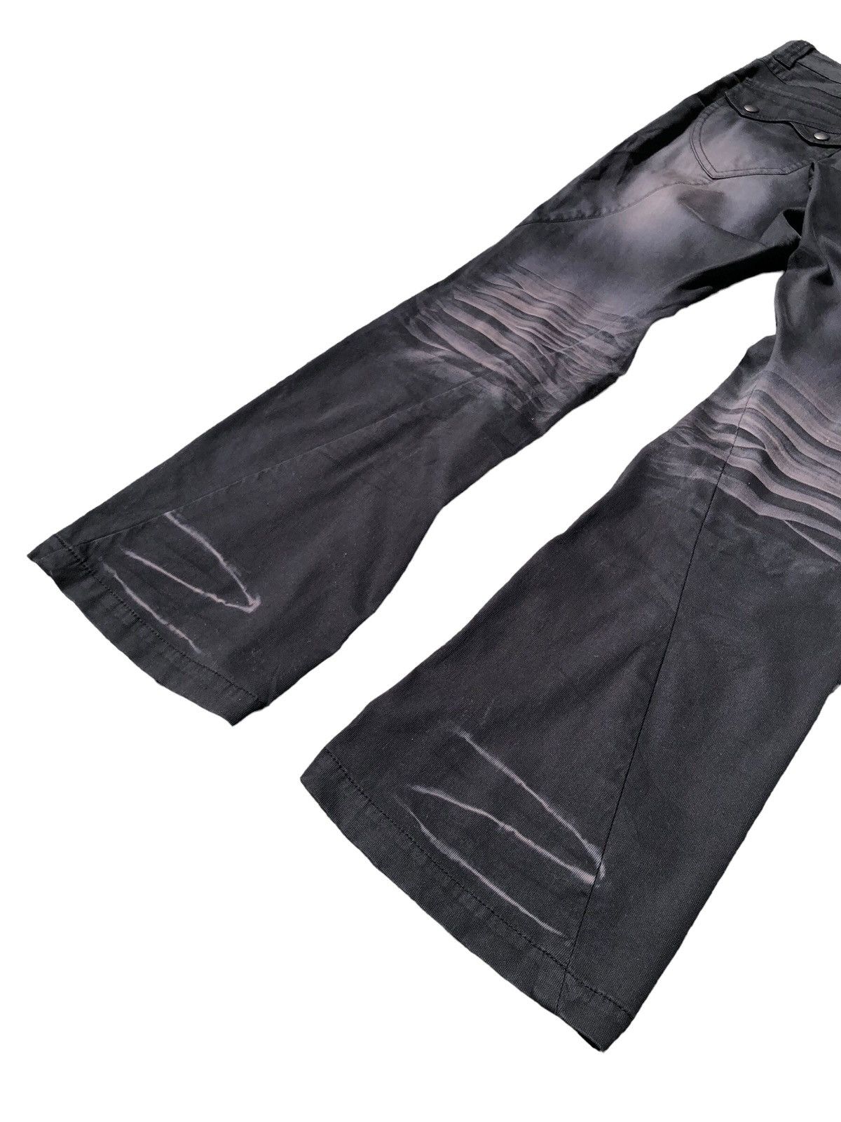 Japanese Brand Michel Klein acid wash spiral cut flare pants Size US 33 - 14 Thumbnail