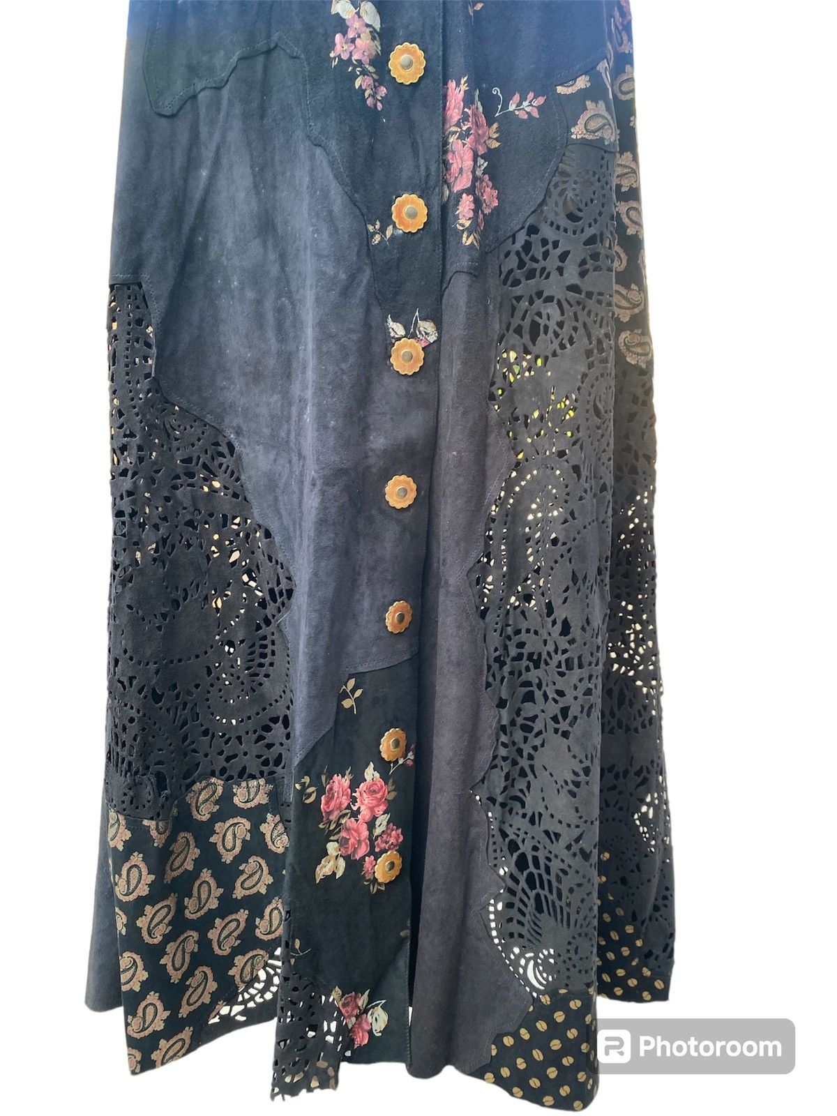 Roberto Cavalli vintage 2000s maxi patch leather skirt Size 28" / US 6 / IT 42 - 4 Thumbnail