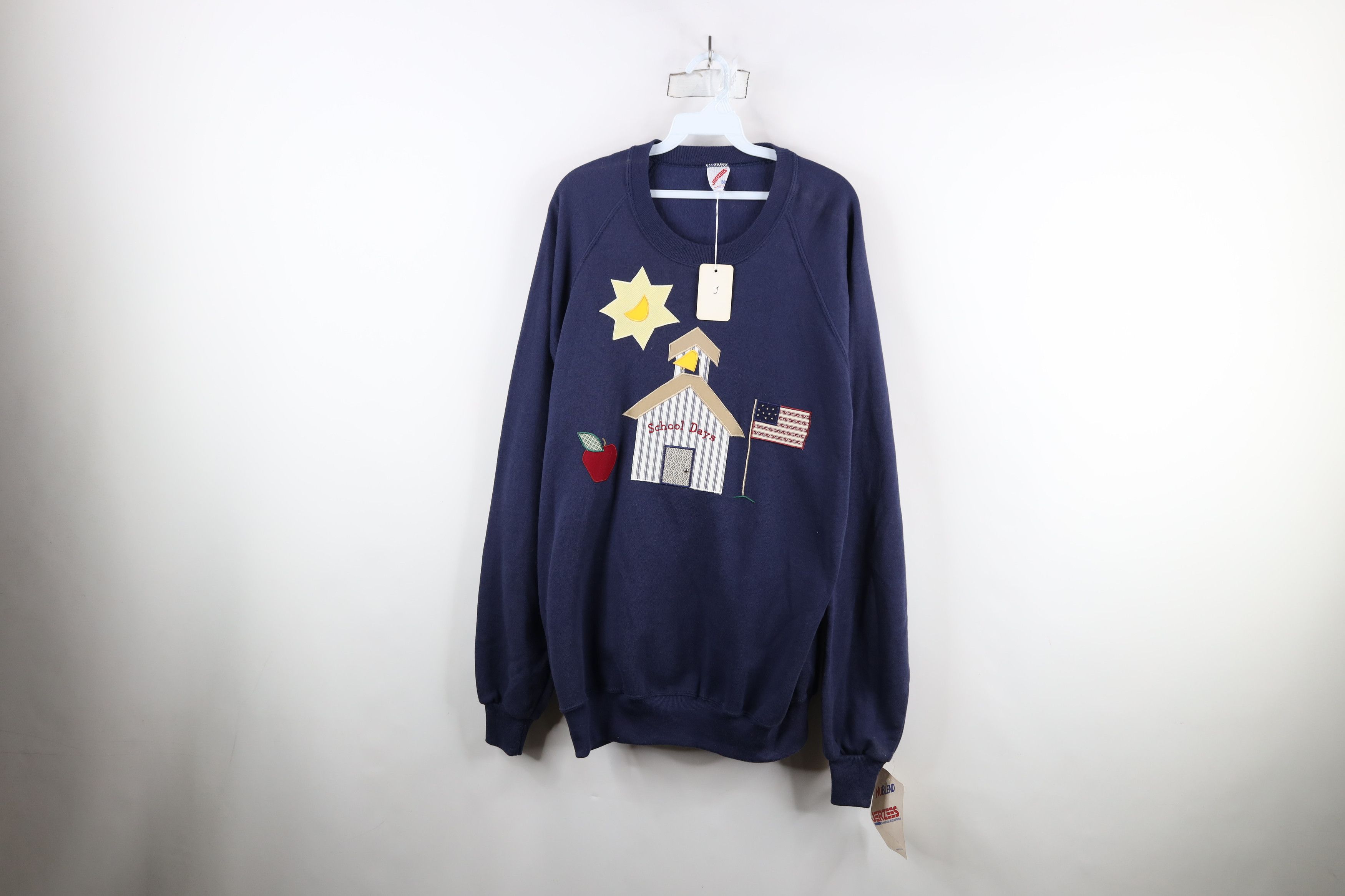 Vintage Deadstock Vintage 90s Streetwear School Patch Sweatshirt USA Size 3XL / US 20-22 - 1 Thumbnail