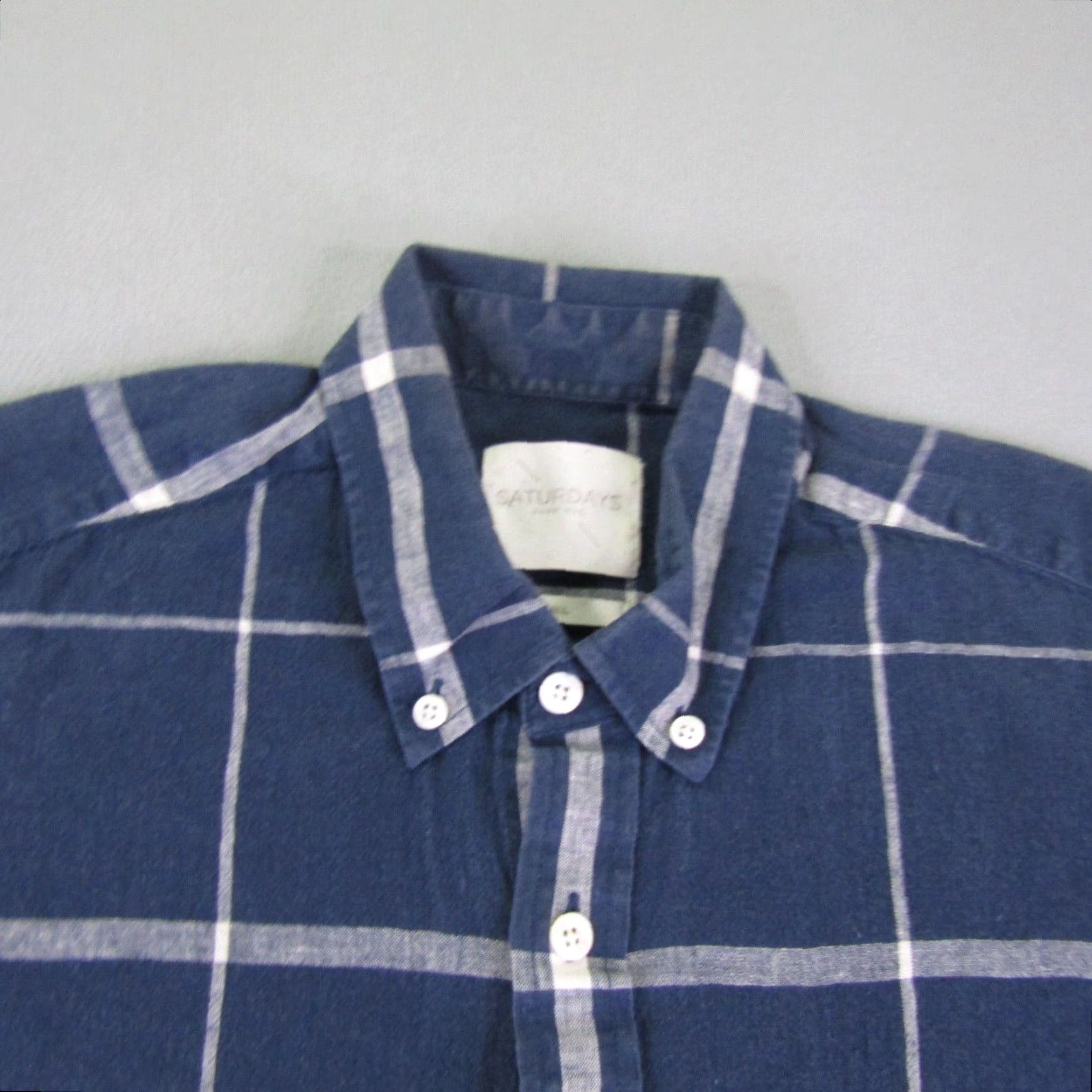 Saturdays NYC VINTAGE Saturdays NYC Shirt Mens Small Long Sleeve Blue Plaid Linen Blend Button Up Casual Outdoor Mens Size US S / EU 44-46 / 1 - 2 Thumbnail