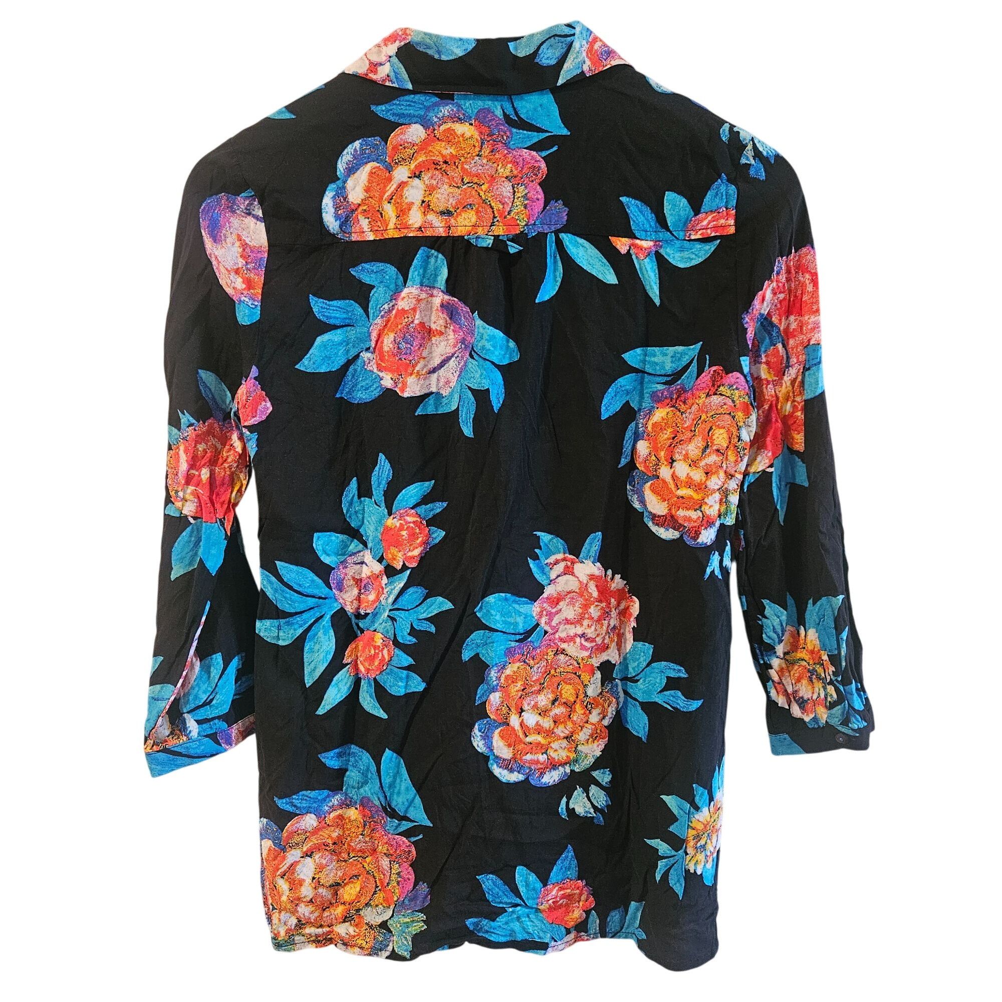 Anthropologie Maeve Black Floral Woman's Blouse 2 Cottage core Boho Chic Size XS / US 0-2 / IT 36-38 - 4 Thumbnail