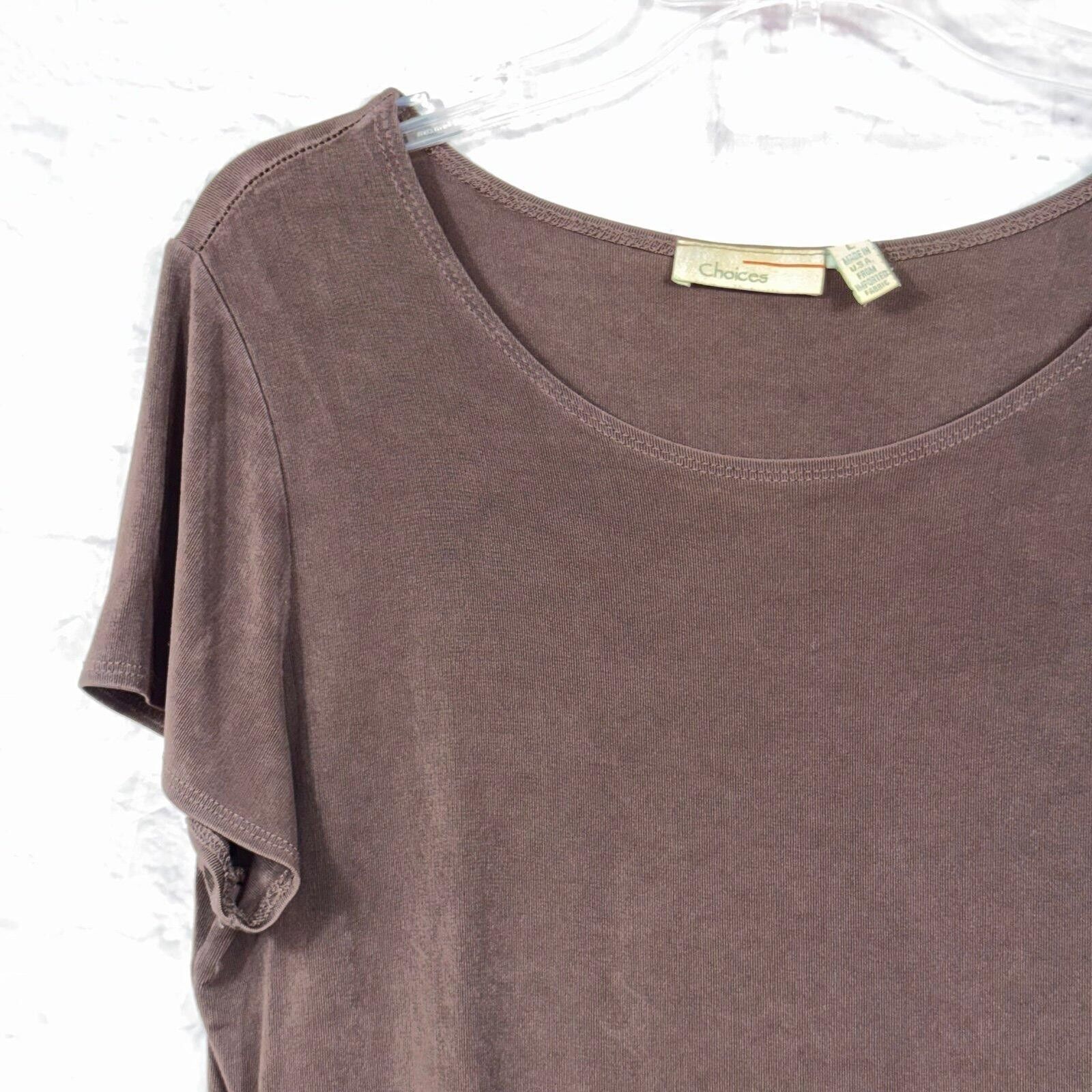 Other Choices Brown Acetate Blend Short Sleeve Blouse Womens Large Size L / US 10 / IT 46 - 2 Thumbnail