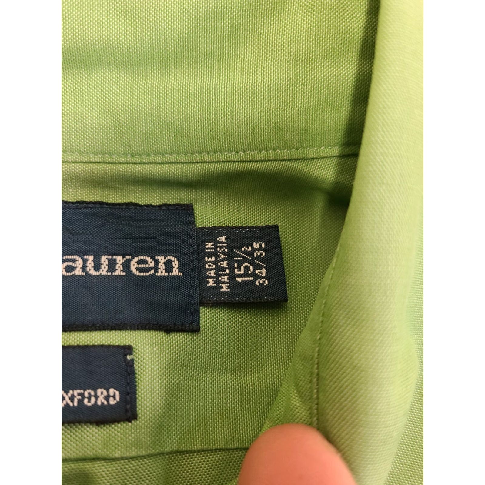 Ralph Lauren VINTAGE Ralph Lauren Shirt Men 15.5 34/35 Green Yarmouth Long Sleeve Button Up Dress Size 42R - 5 Thumbnail
