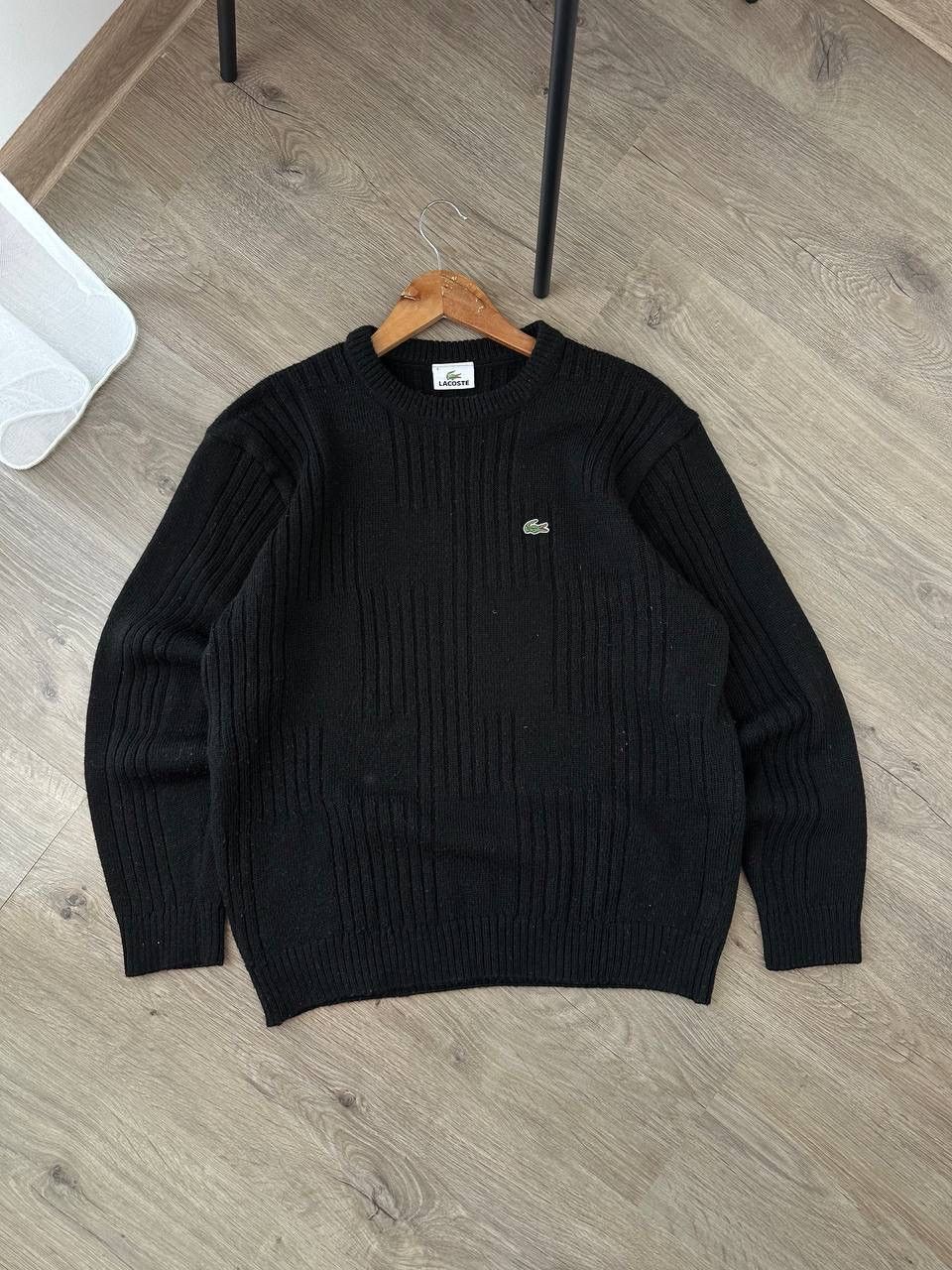 Vintage Lacoste Wool Black Ribbed Sweater