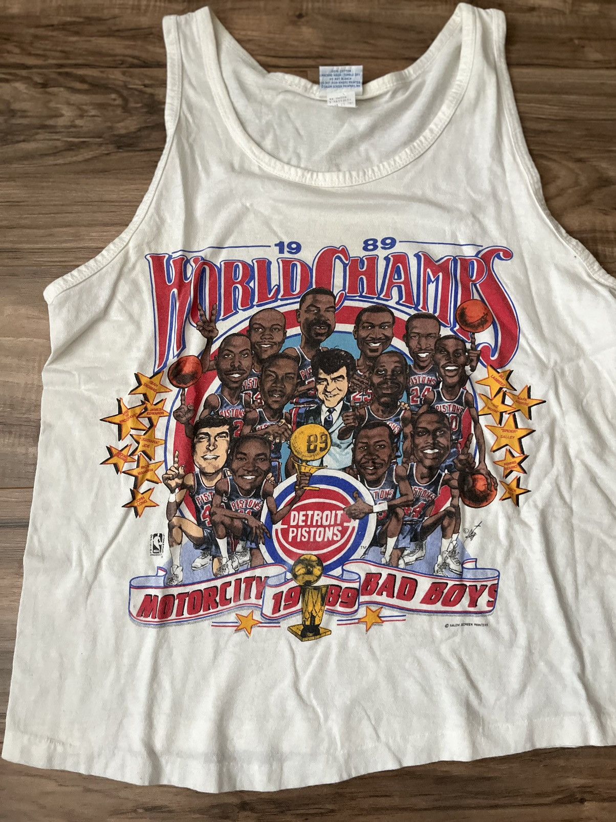 Salem Sportswear × Vintage 1989 Detroit Pistons Bad Boys Caricature Tank Top Shirt Size US S / EU 44-46 / 1 - 9 Thumbnail