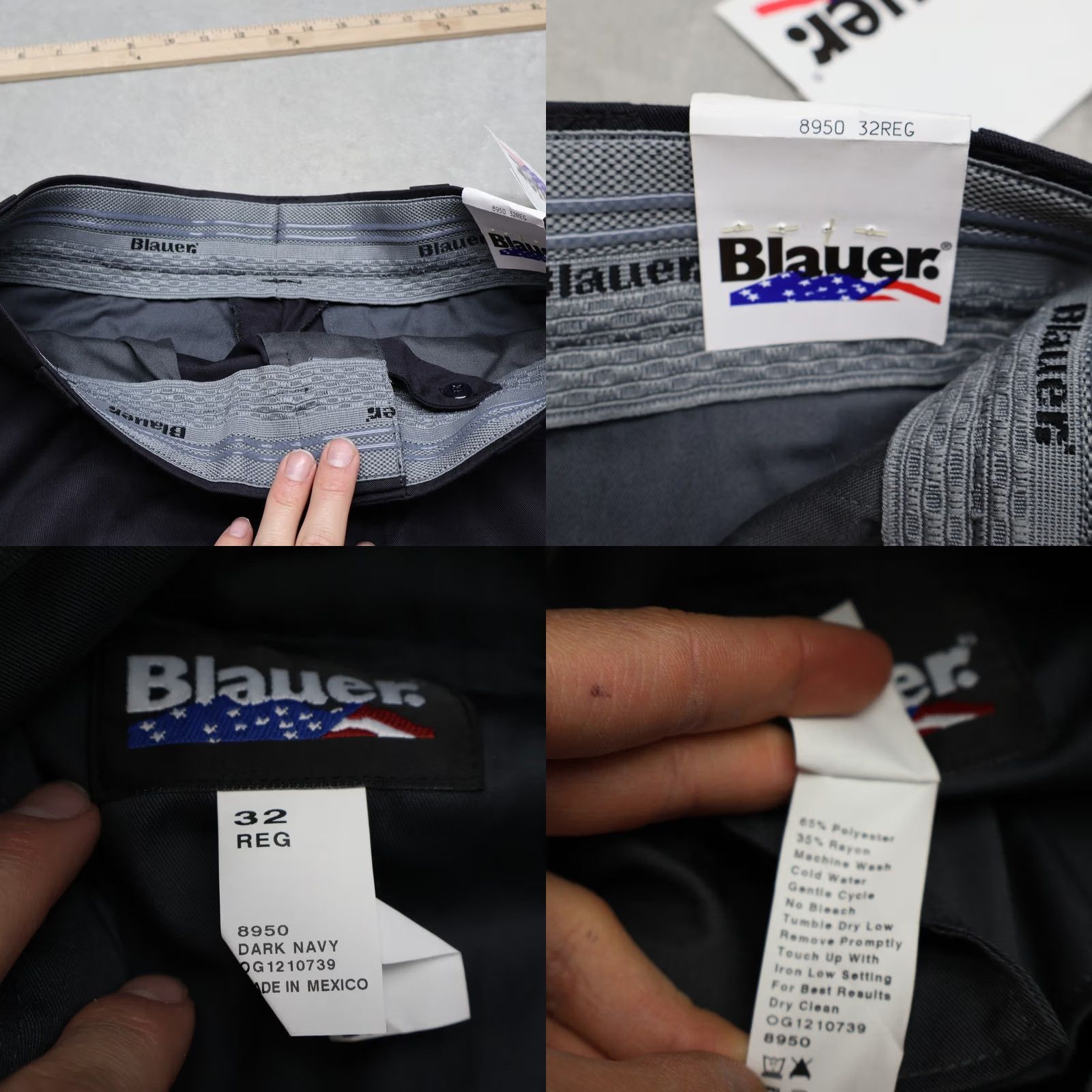 Vintage Blauer Pants Men 32x39 Black Dress Pants Flat Front 4 Pocket Rayon Blend Uniform NEW Size US 32 / EU 48 - 8 Thumbnail