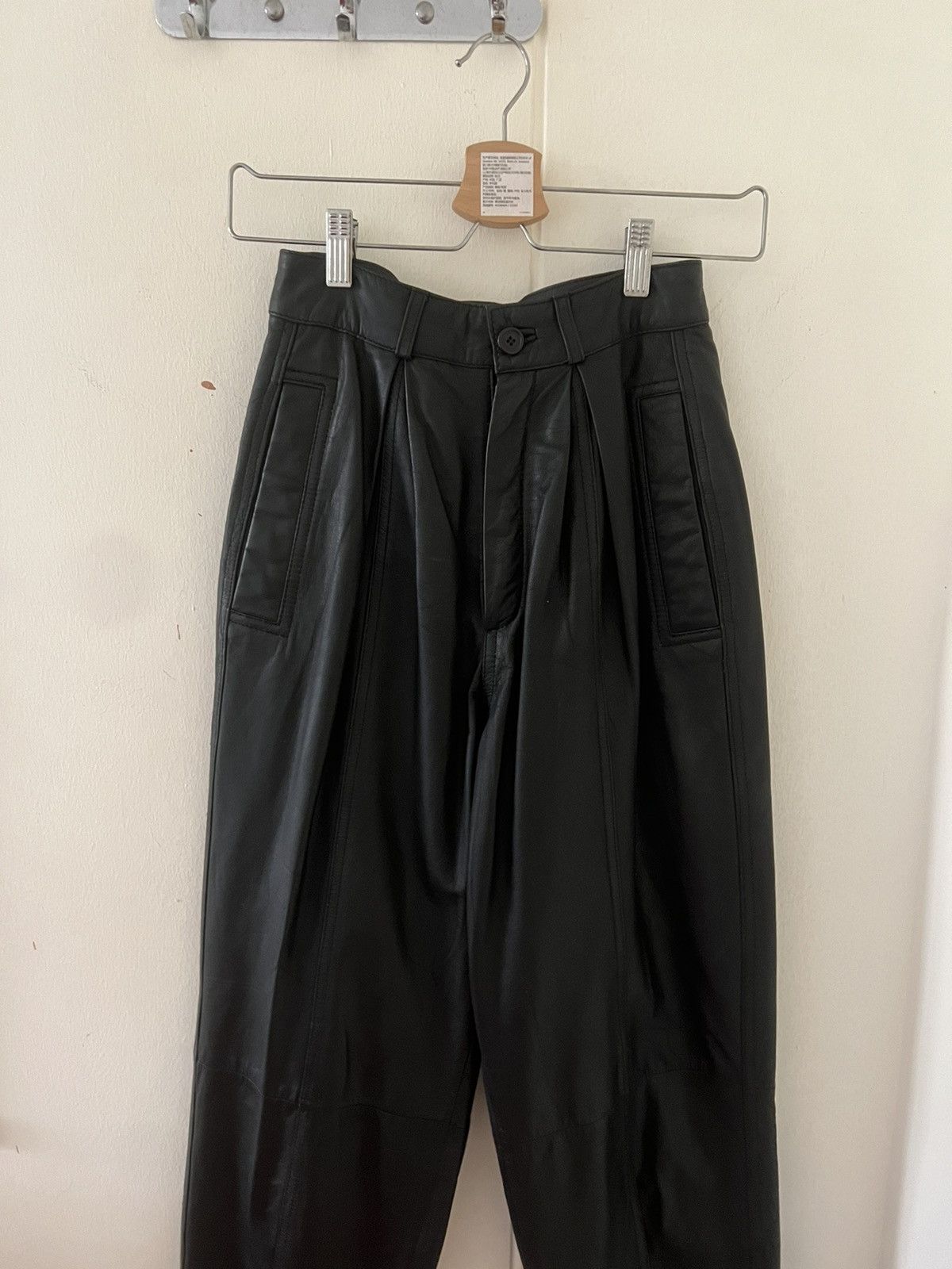 Vintage Real Leather Pants Size 24" / US 00 / IT 34 - 2 Thumbnail