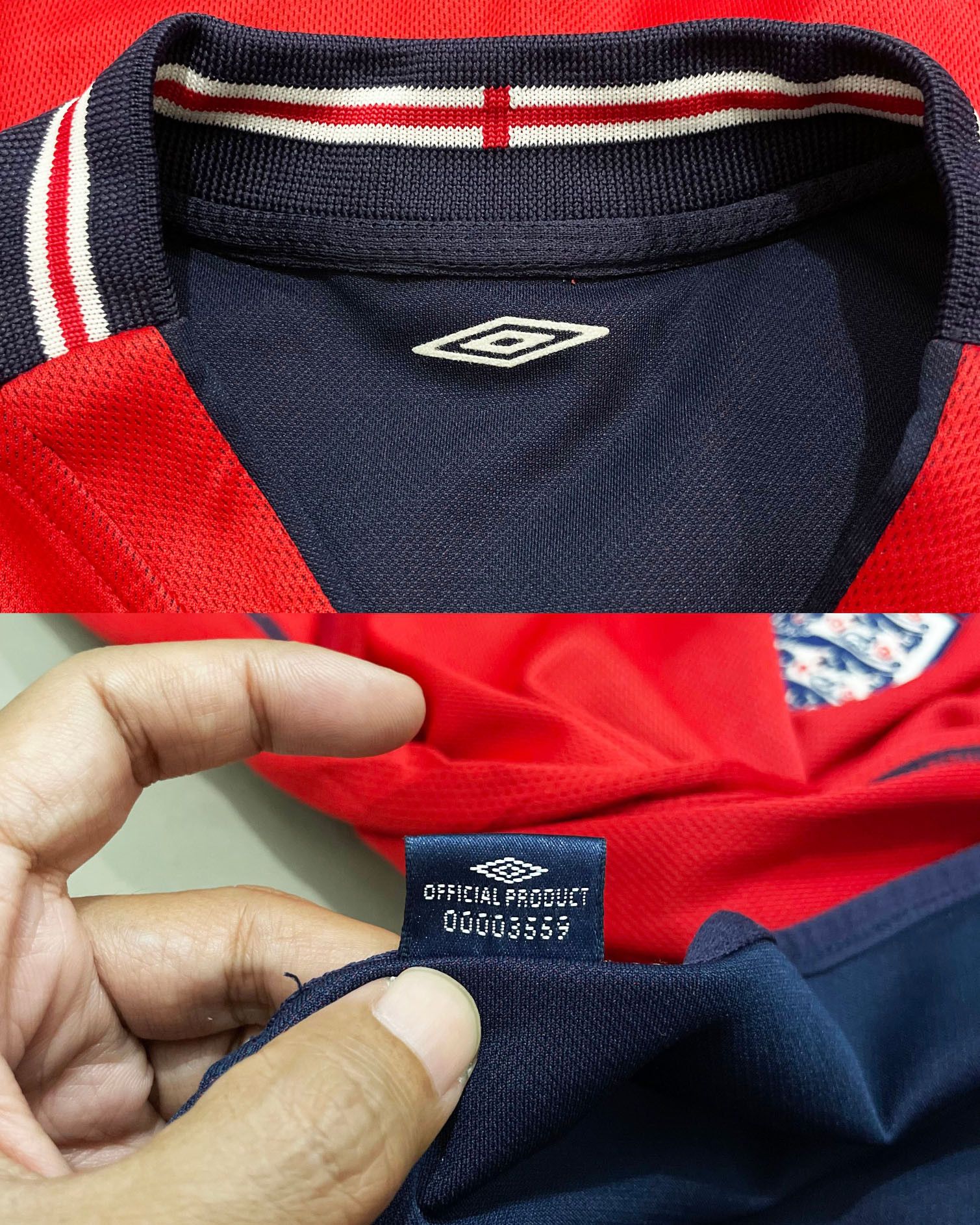 Umbro England Away Kit 2002 2003 2004 Number set 7 Size US M / EU 48-50 / 2 - 7 Thumbnail
