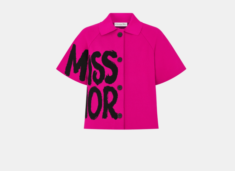 Dior o1w1db11225 454V13 Short-Sleeved Jacket in Fuchsia/Black Size L / US 10 / IT 46 - 1 Thumbnail