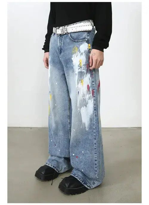 Jean American graffiti straight loose hip-hop jeans men y2k Size US 32 / EU 48 - 6 Thumbnail