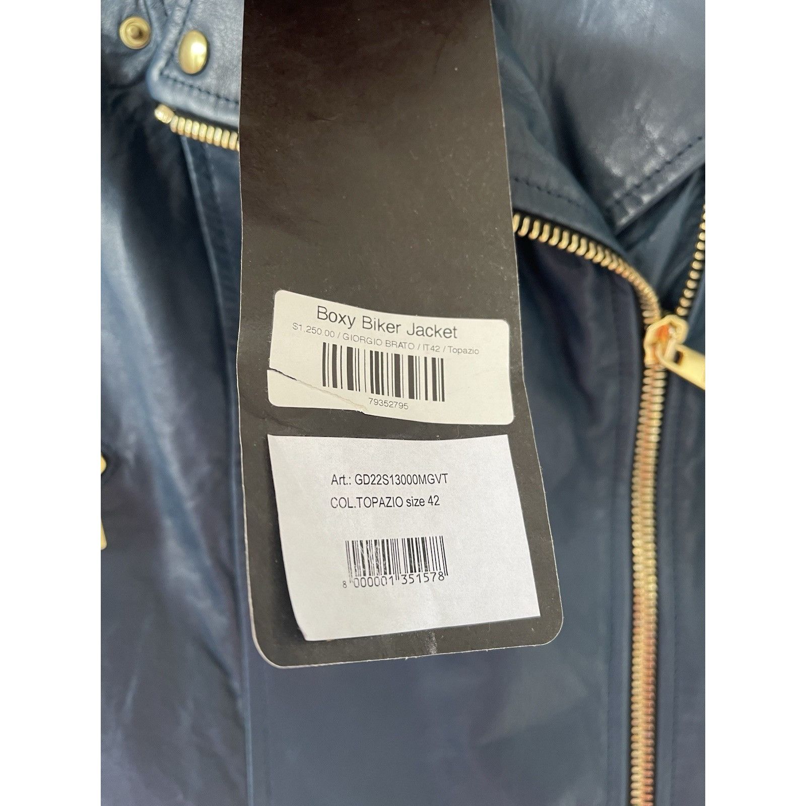 Giorgio Brato Giorgio Brato Boxy Biker Leather Jacket Topazio Blue IT42 NW Size M / US 6-8 / IT 42-44 - 9 Thumbnail