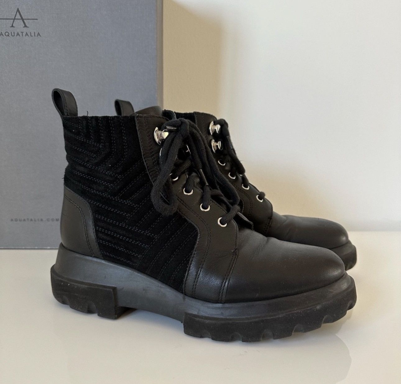 Aquatalia Aquatalia Calf Suede Womens Black Suede Zipper Casual Boots Size US 8 / IT 38 - 2 Thumbnail