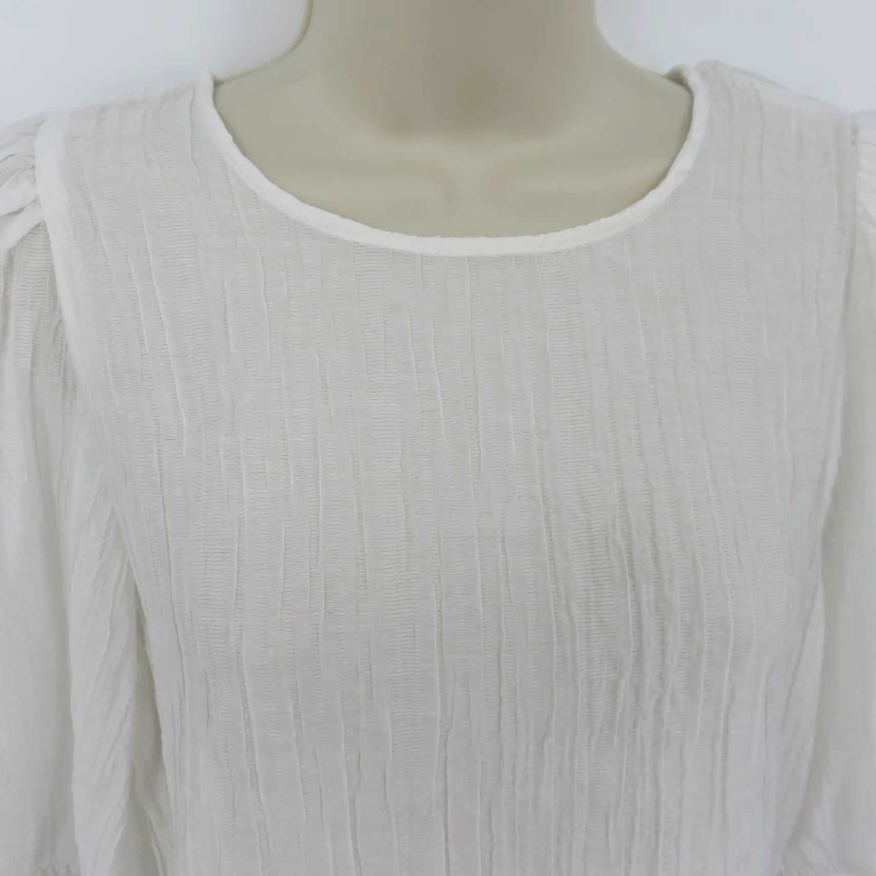 H&M H&M Blouse Shirt Shirt Women M White Solid Sheer Crinkle Half Sleeve Top Blouse Shirt Blouse Womens M White Solid Sheer Crinkle Half Sleeve Top H&M Size M / US 6-8 / IT 42-44 - 3 Thumbnail