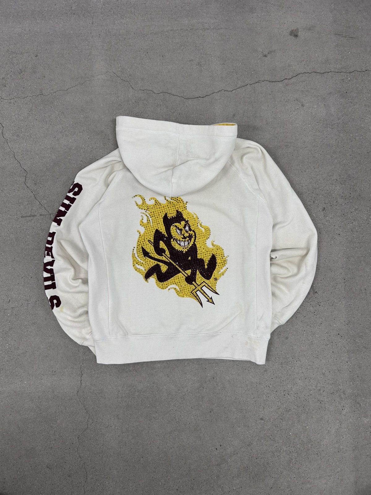 Vintage Collegiate Grunge ASU Bedazzled Zip Up Size L / US 10 / IT 46 - 1 Thumbnail