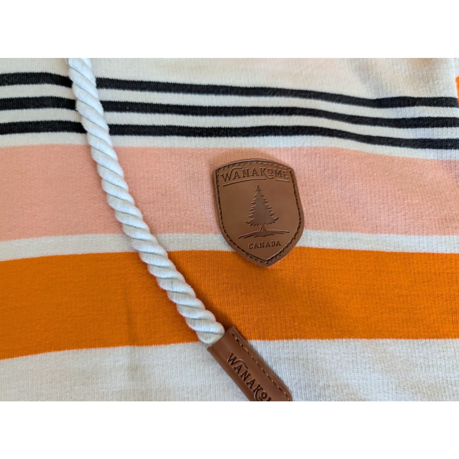 Vintage Wanakome Women’s XL Hoodie Hooded Sweatshirt Orange Black Striped Pockets Size XL / US 12-14 / IT 48-50 - 3 Thumbnail