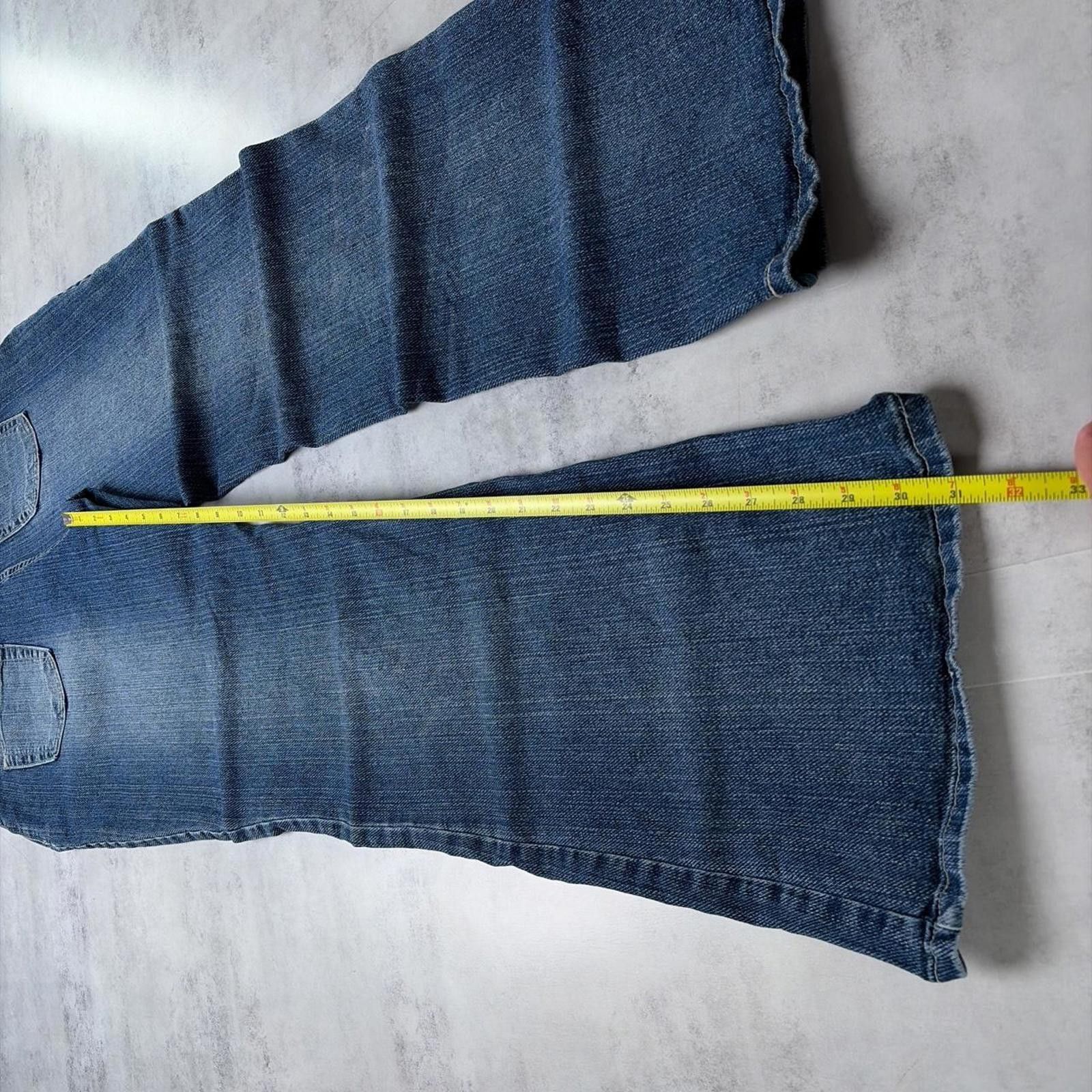 Point Zero Y2K Blue Point Zero Grunge Flared Wide Leg Denim Jeans Size 31" - 7 Thumbnail