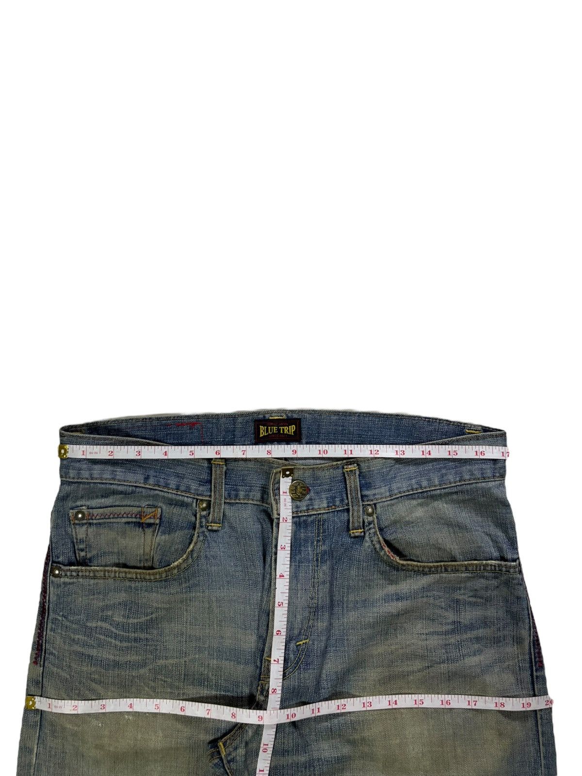 Edwin × Japanese Brand Vintage Japanese Edwin Blue Trip Mud Wash Ripped Baggy Jeans Size US 34 / EU 50 - 10 Thumbnail