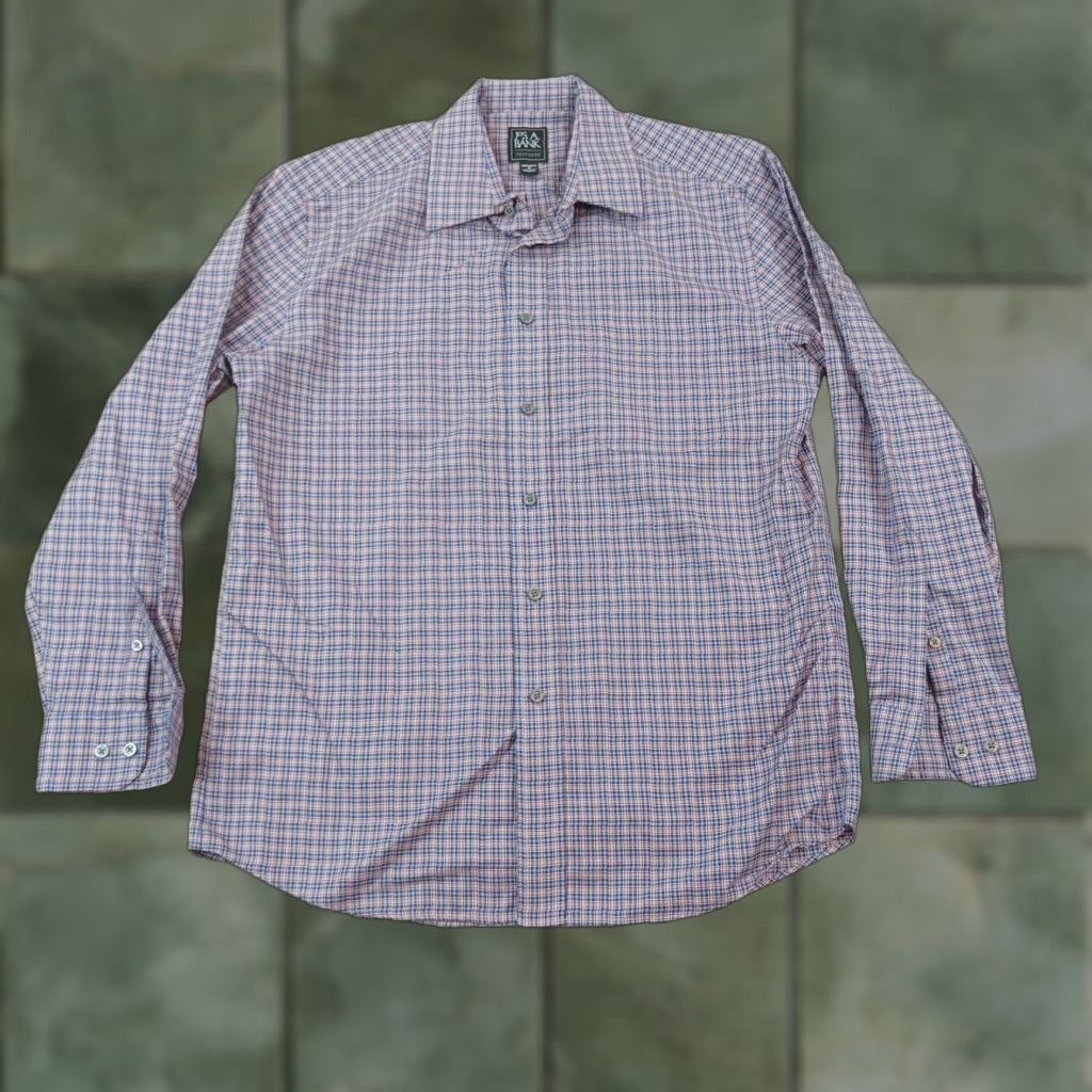 Jos. A. Bank Jos A Bank Shirt Mens Medium Blue Red Plaid Button Up Career Traveler Tailored Size US M / EU 48-50 / 2 - 1 Thumbnail