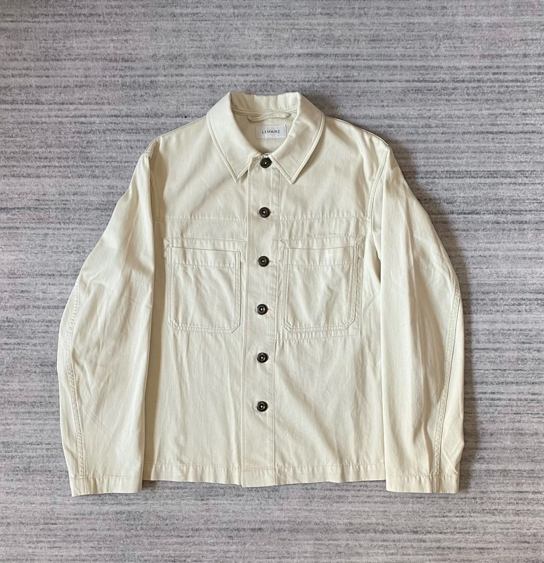 Lemaire multi-pocket boxy jacket shirt in cream Size US L / EU 52-54 / 3 - 1 Thumbnail