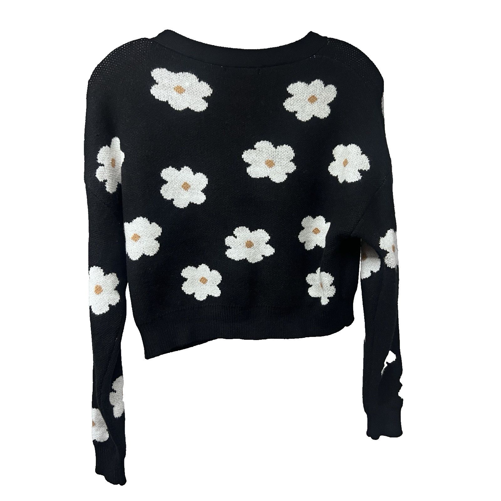 Tillys Full Tilt Tillys Floral Button Up Black Crop Sweater S New Size S / US 4 / IT 40 - 3 Thumbnail