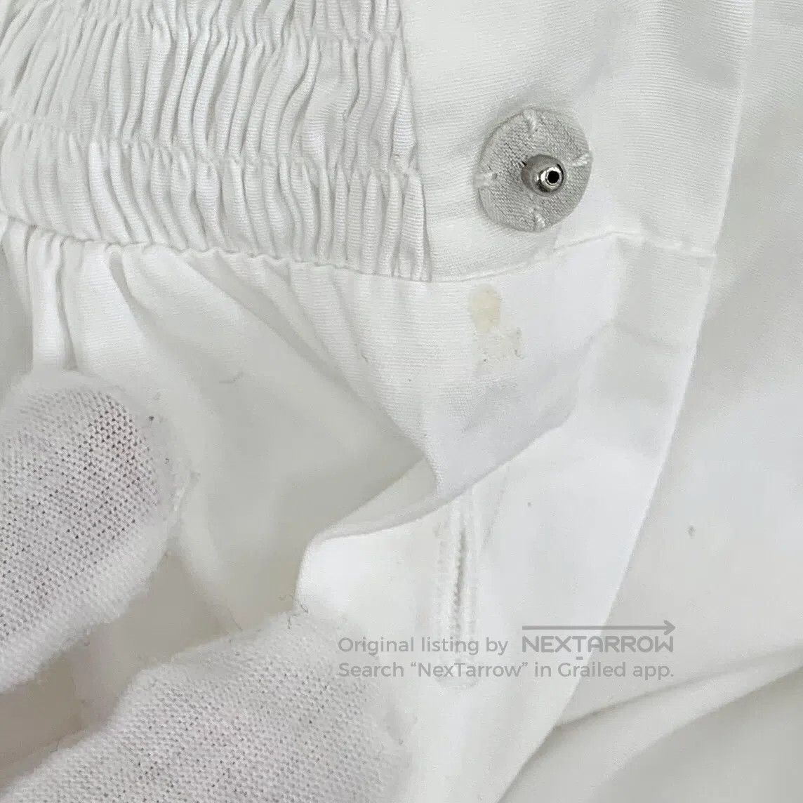 Prada Prada White Button Design Cotton High Collar Pleated Long Size XS / US 0-2 / IT 36-38 - 9 Thumbnail