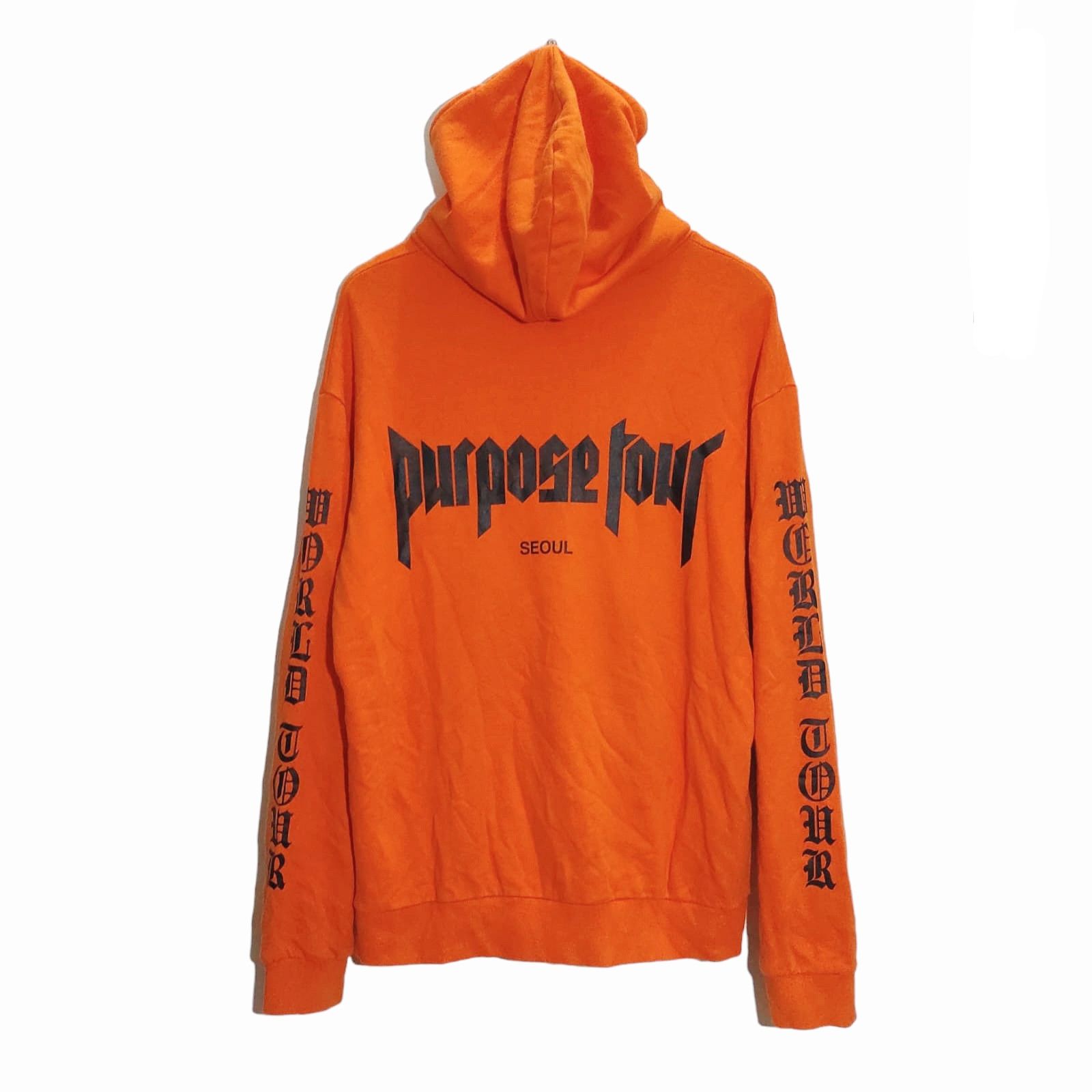 image of Justin Bieber Purpose Tour Seoul Hoodie in Orange, Men's (Size Medium)