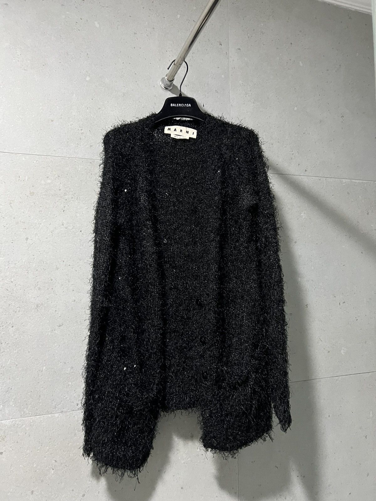 image of Marni Fuzzy Cardigan Black, Men's (Size Small)