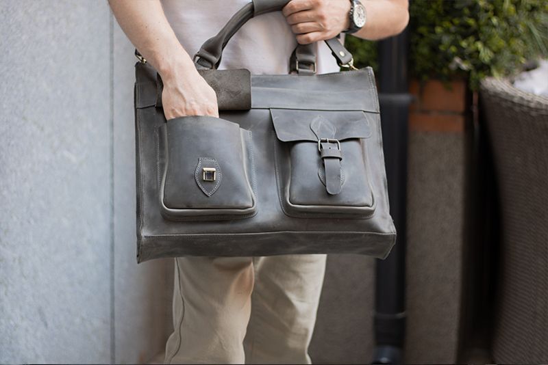 Handmade Genuine leather briefcase. Laptop bag. Messenger bag Size ONE SIZE - 3 Thumbnail
