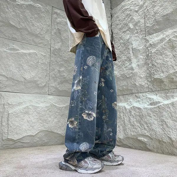 Jean × Vintage Baggy Flower Jeans Size US 32 / EU 48 - 1 Thumbnail