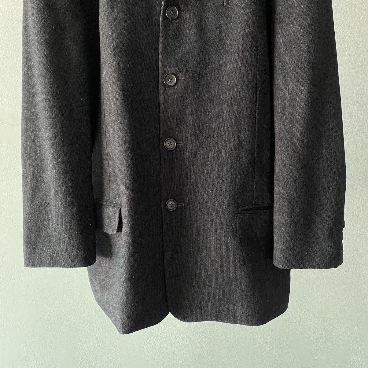 Y's × Yohji Yamamoto Y's for men YOHJI YAMAMOTO Dark Grey Wool Blazer Size 40R - 20 Thumbnail