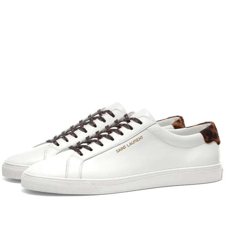 Saint Laurent Paris o1s1wg111024 Andy Sneakers Smooth Leather Leopard Printed Size US 12 / IT 42 - 5 Thumbnail