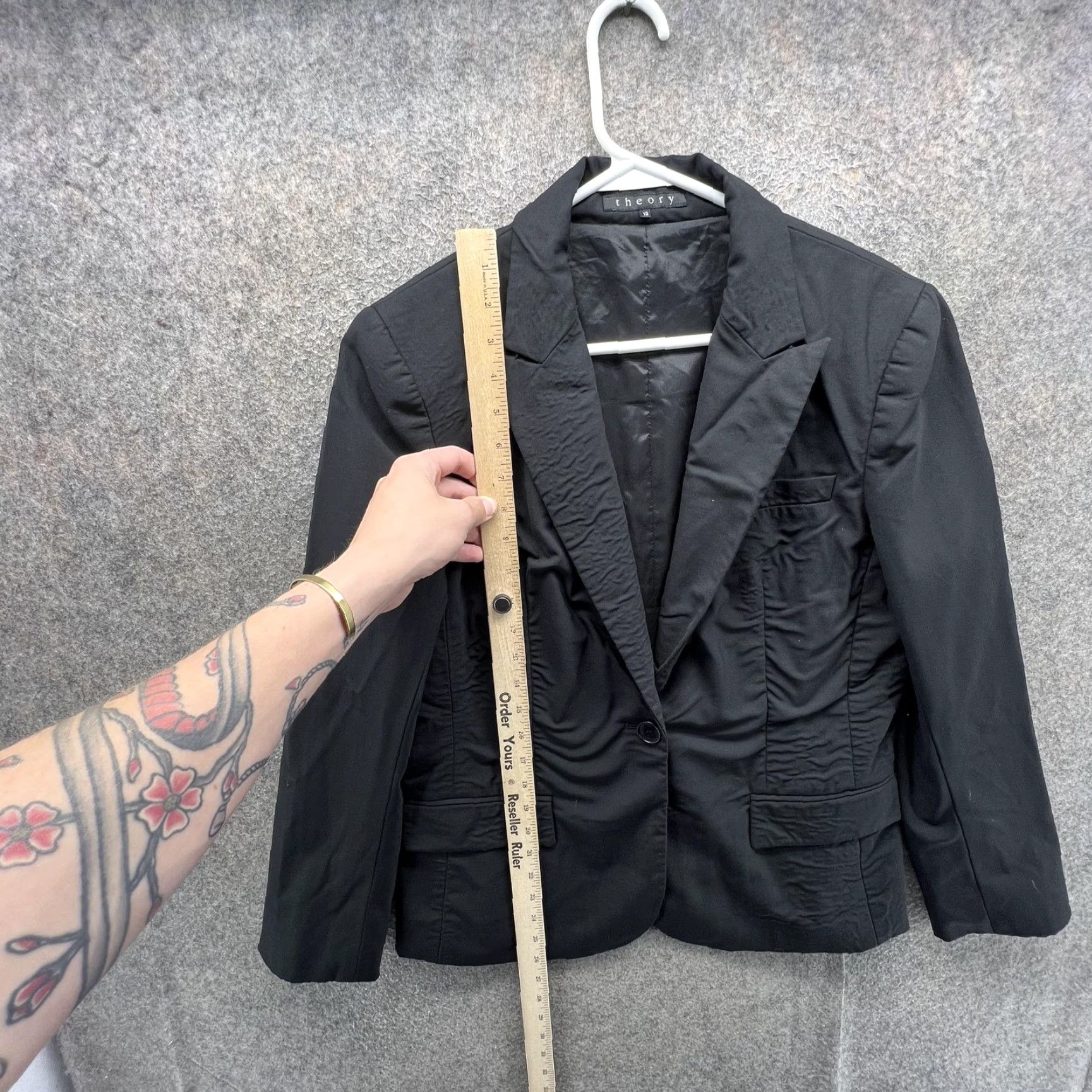 Theory Theory Blazer Womens 12 Black One-Button Notch Lapel Lined Tailored Jacket Woman Business Workwear Shirt/Coat (Jacket) Size XL / US 12-14 / IT 48-50 - 5 Thumbnail