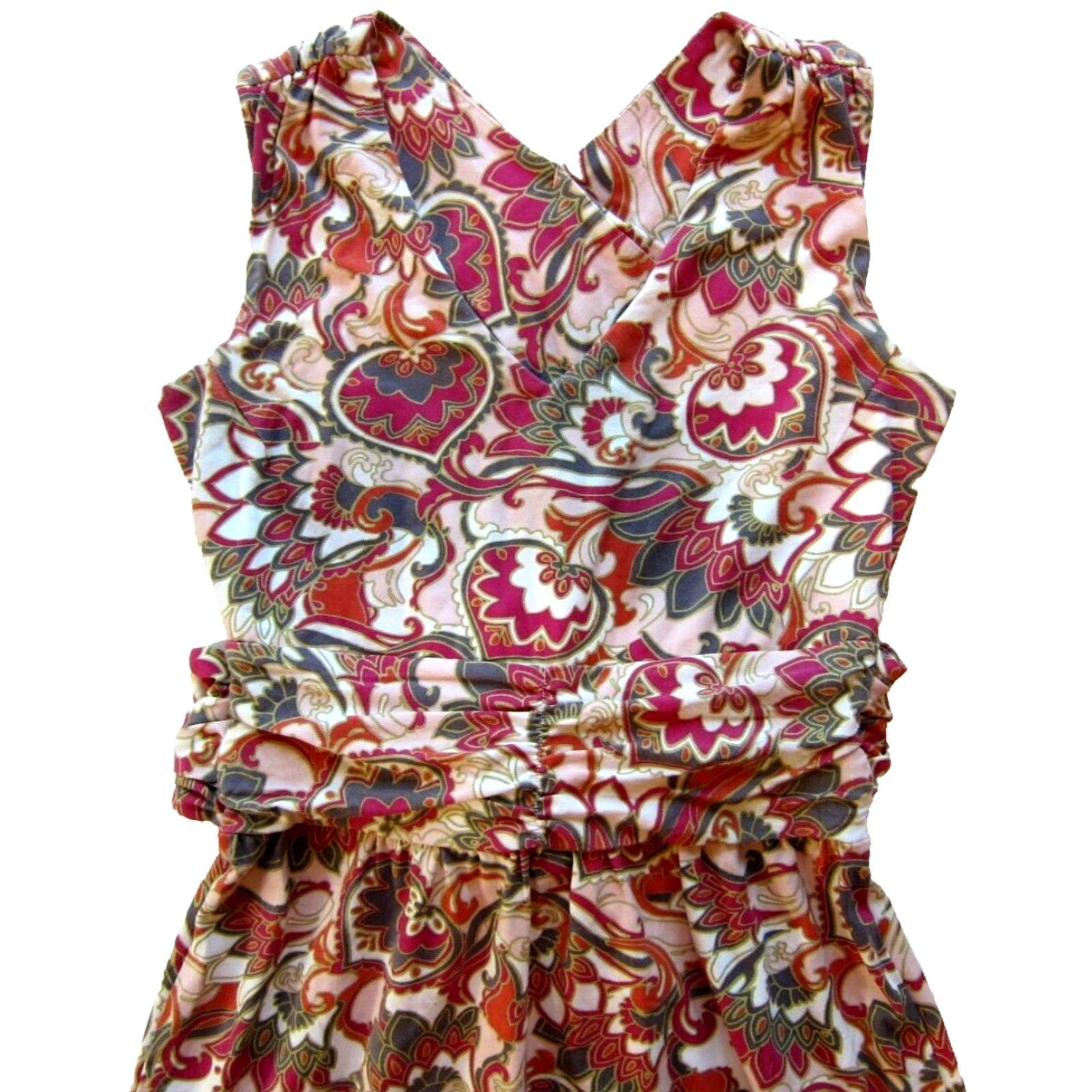Vintage Aventura Pink Grey Orange Floral Midi Sheath Tank Dress S Size S / US 4 / IT 40 - 4 Thumbnail
