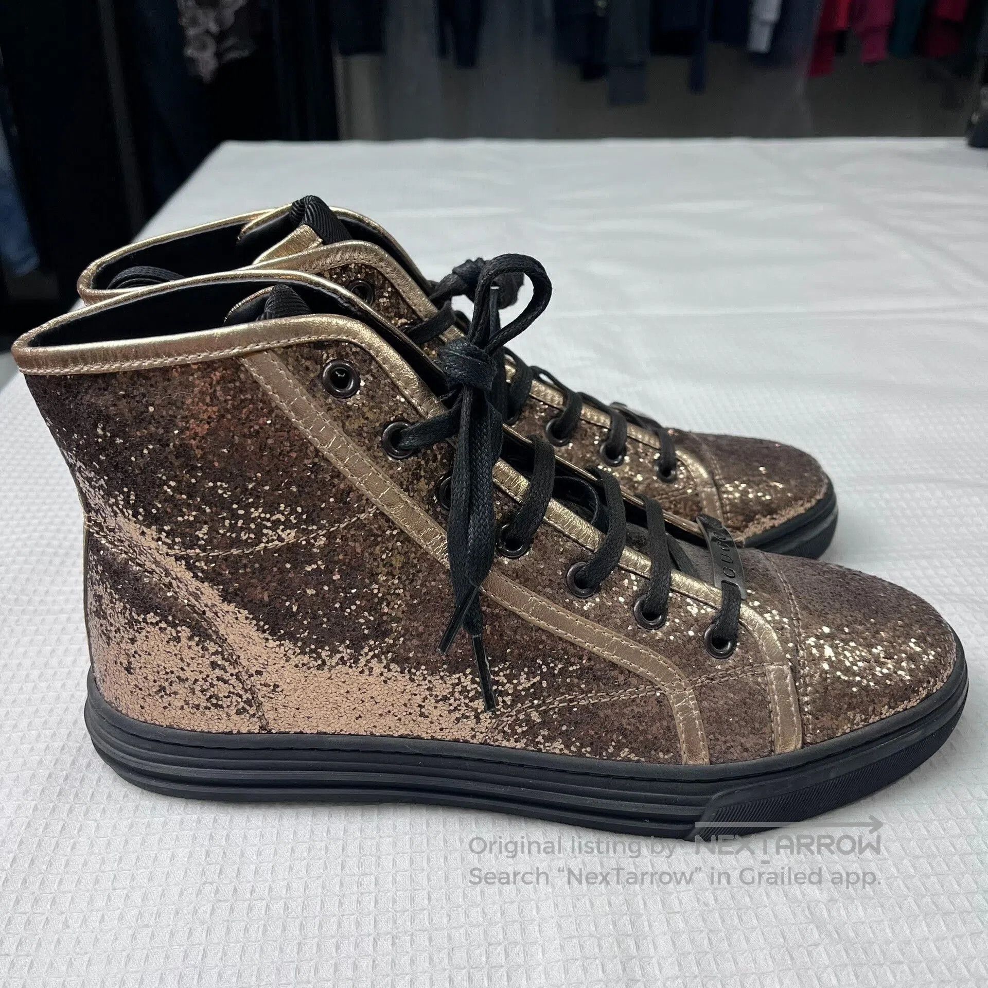 Gucci Gucci Rose Gold High-Top Sneakers 37.5. Size US 6.5 / IT 36.5 - 1 Thumbnail
