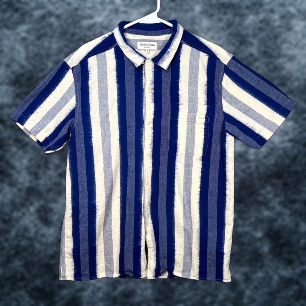 Musto You Must Create London Shirt Mens Medium Blue & White Striped Button-Up Shirt Size US M / EU 48-50 / 2 - 1 Thumbnail