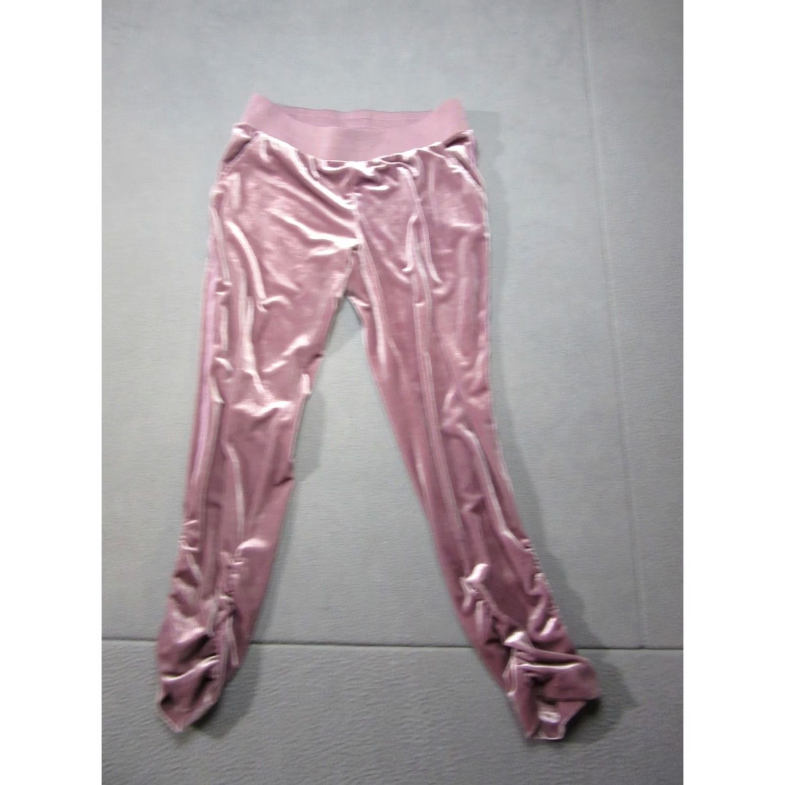 Juicy Couture Juicy Couture Pants Womens Large Pink Lilac Snow Stretch Velour Ruched Mid Rise Size 36" / US 14 / IT 50 - 2 Thumbnail