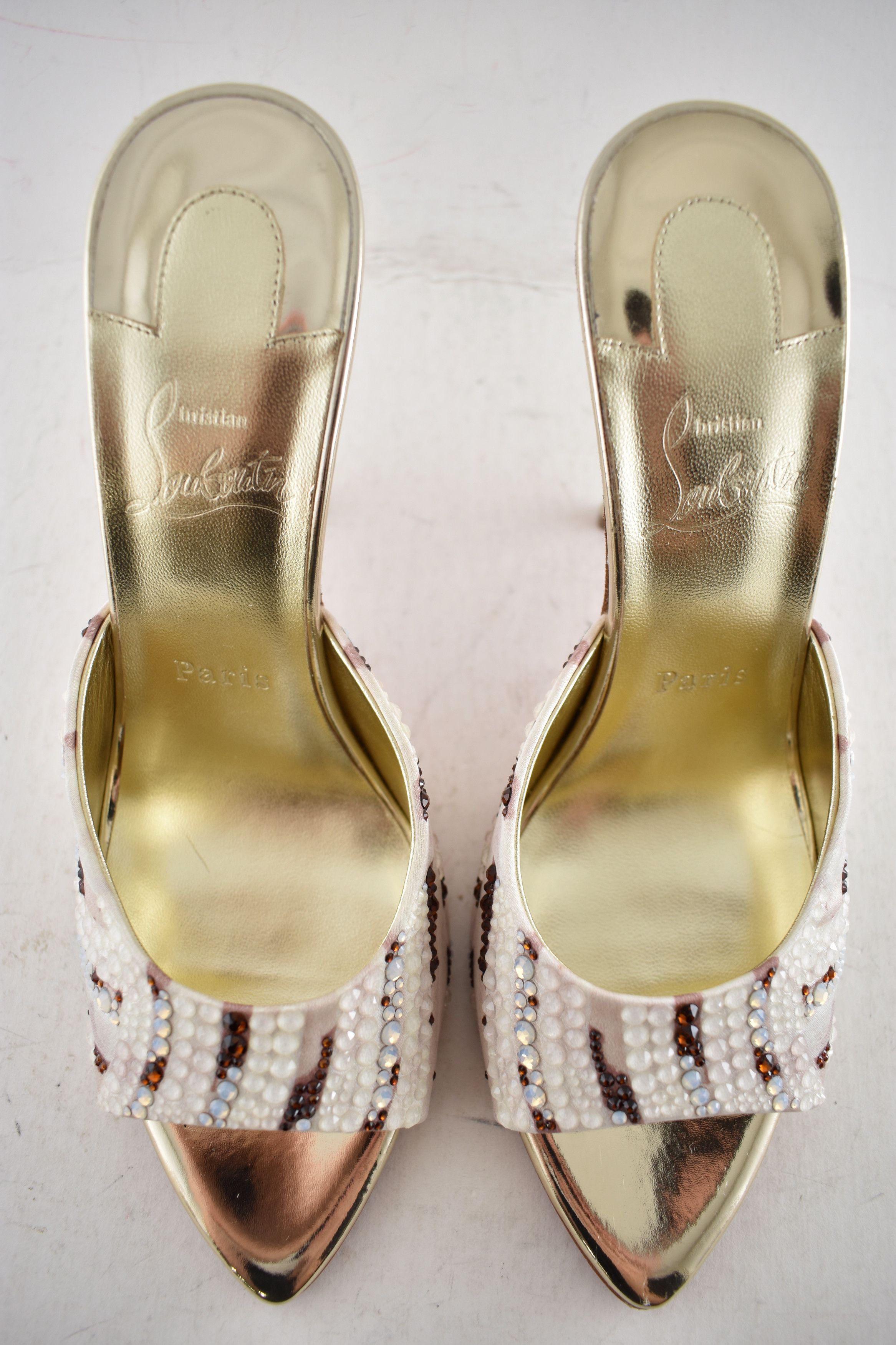 Christian Louboutin Miss Z Mule Gaagal Strass 100 Backless Sandal Heel Pump 37 Size US 7 / IT 37 - 17 Thumbnail