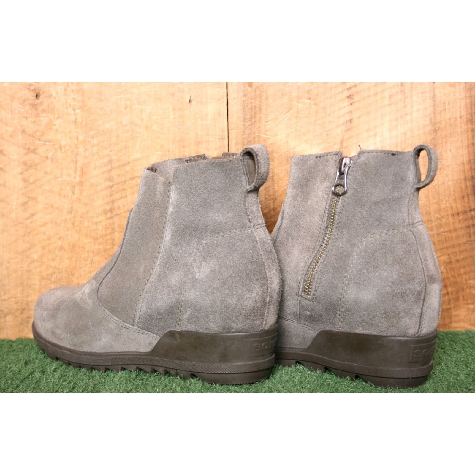 SOREL SOREL Stone Brown Suede Hidden Wedge Heel Ankle Booties Sz. 7 Women Suede Bootie Brown Stone Size US 7 / IT 37 - 3 Thumbnail