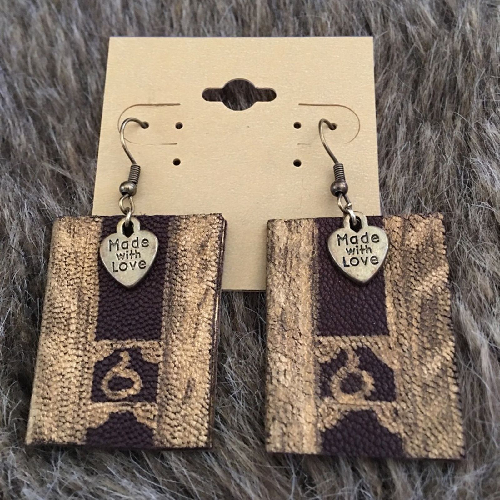 Jewelry Boho handmade with love painted leather earrings Size ONE SIZE - 2 Thumbnail