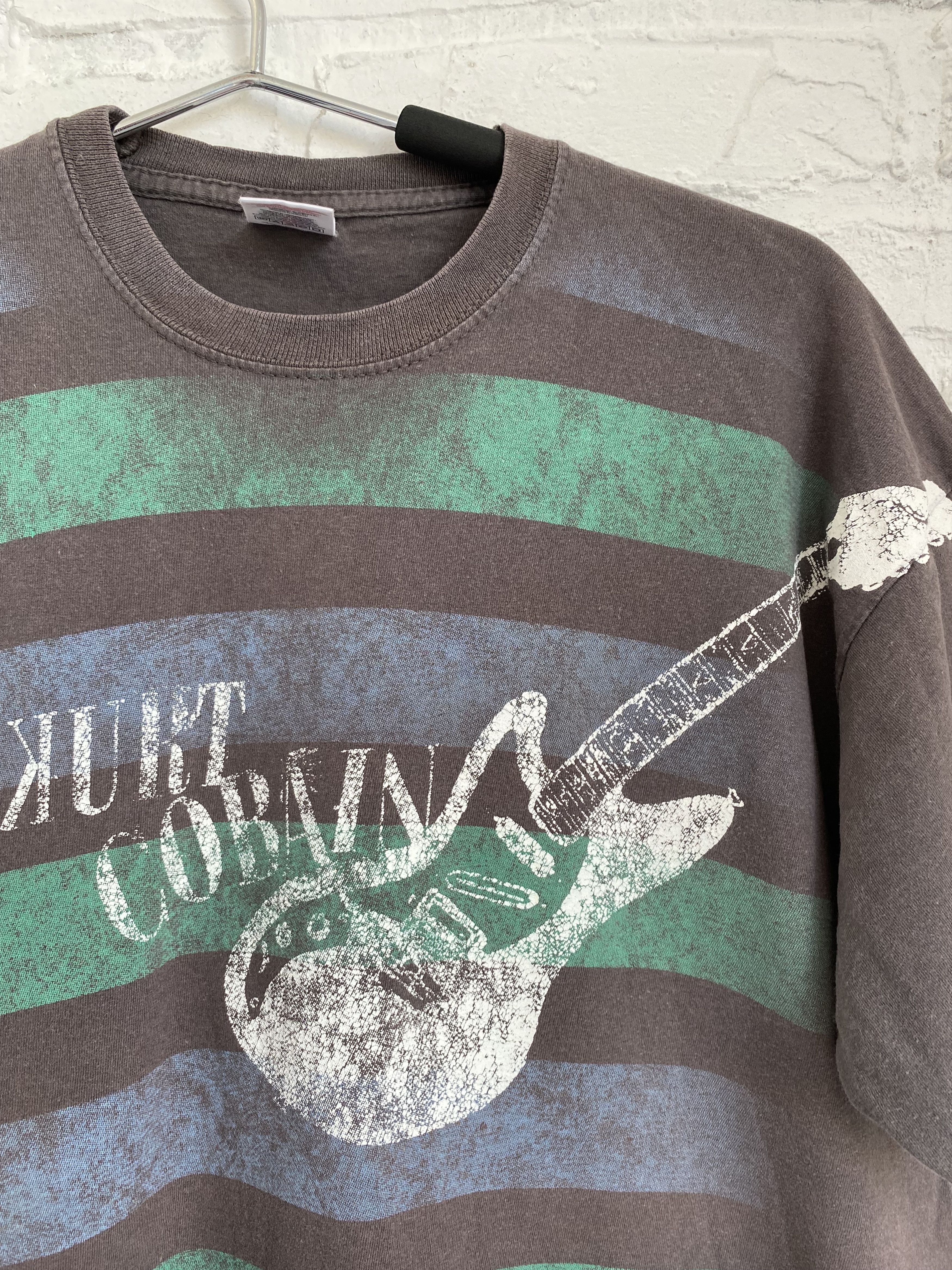 Nirvana × Vintage Vintage 2000s Nirvana Kurt Cobain striped t-shirt Size US M / EU 48-50 / 2 - 3 Thumbnail