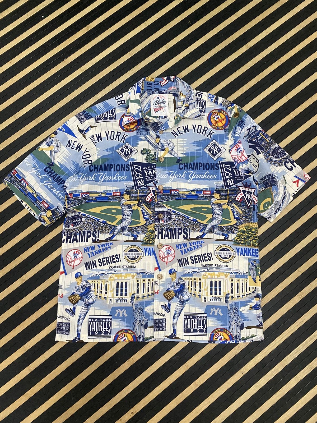 MLB × New York Yankees Rare Vtg New York Yankees Aloha Full Print Cotton Shirt Size US S / EU 44-46 / 1 - 1 Thumbnail