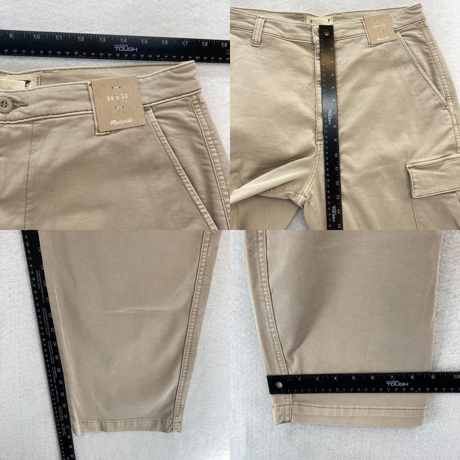 Madewell Madewell Cargo Pants Mens 34x32 Khaki Beige Stretch Fabric Straight Leg Mid Rise Size US 34 / EU 50 - 8 Thumbnail