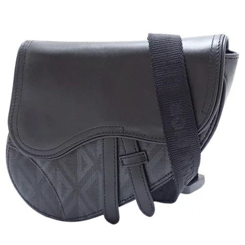 image of Christian Dior Saddle Bag Mini Shoulder Bag Black Gray Ash Silver, Women's
