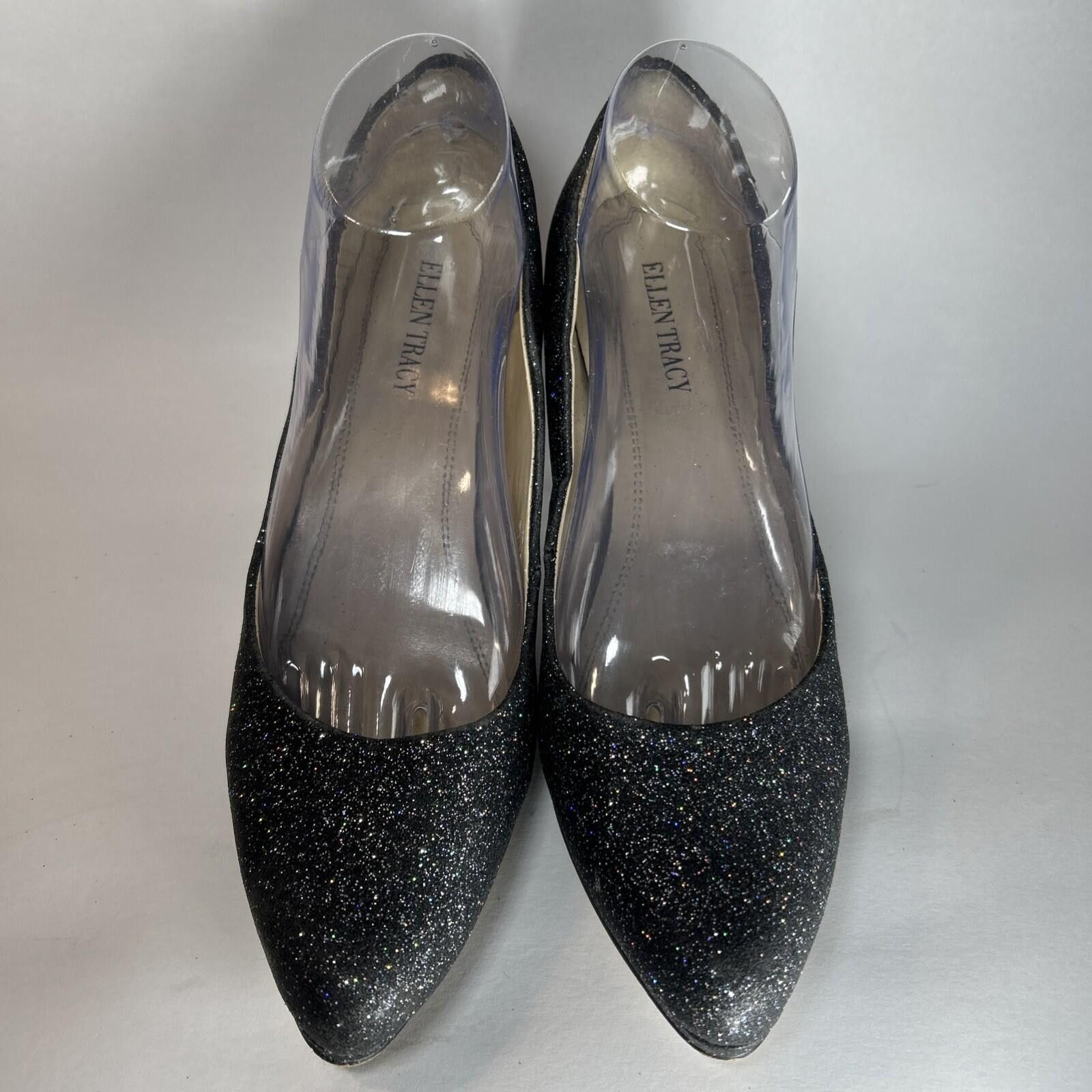 Other Ellen Tracy Cody Black Glitter Round Toe Classic Pumps 9.5M Size US 10 / IT 40 - 2 Thumbnail