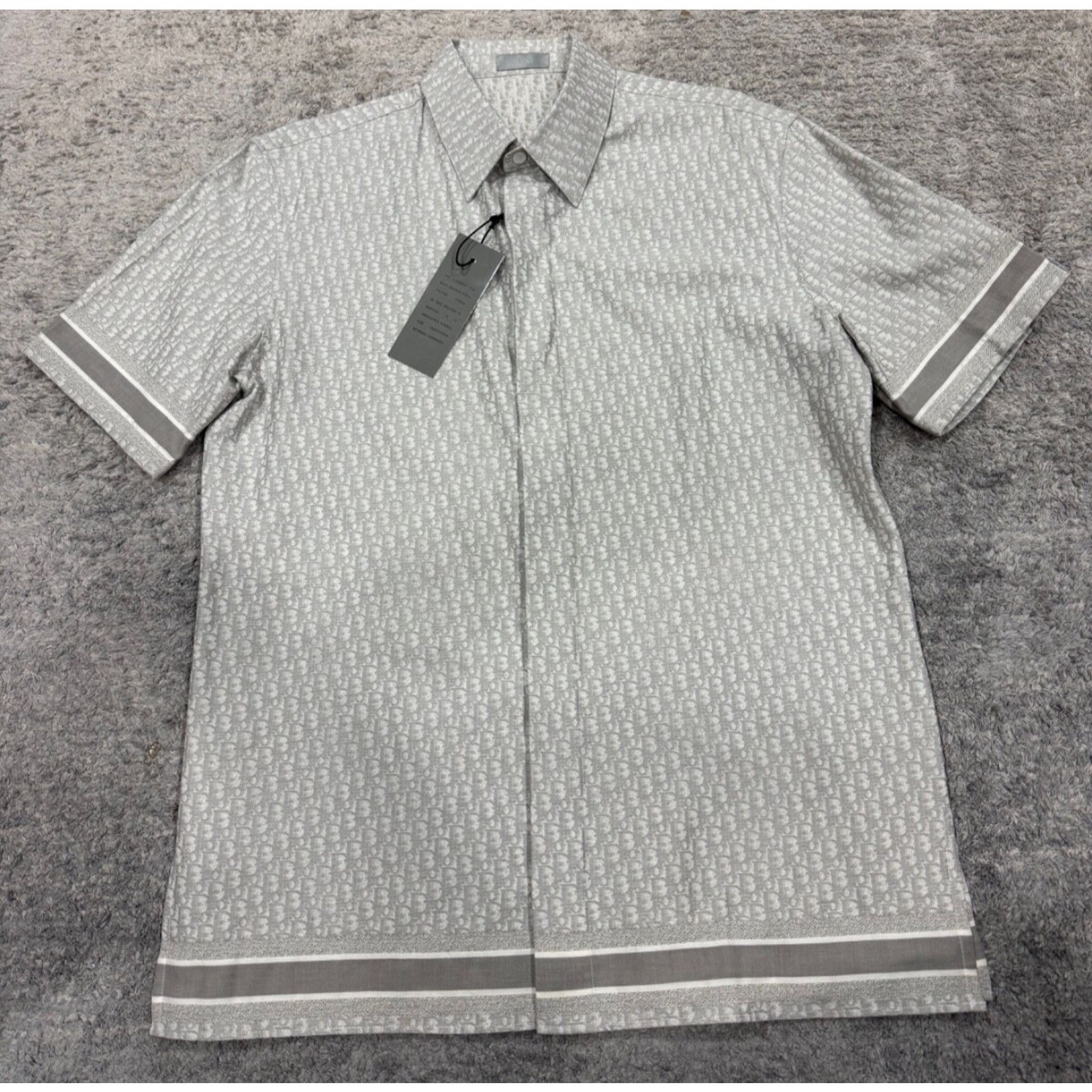 Dior Dior Oblique Grey Logo Cotton Jacquard Short Sleeve Size US M / EU 48-50 / 2 - 2 Thumbnail