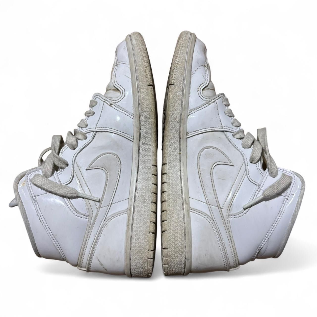 Nike Nike Air Jordan 1 Mid Triple White Patent Leather Sneakers Size US 6.5 / IT 36.5 - 3 Thumbnail
