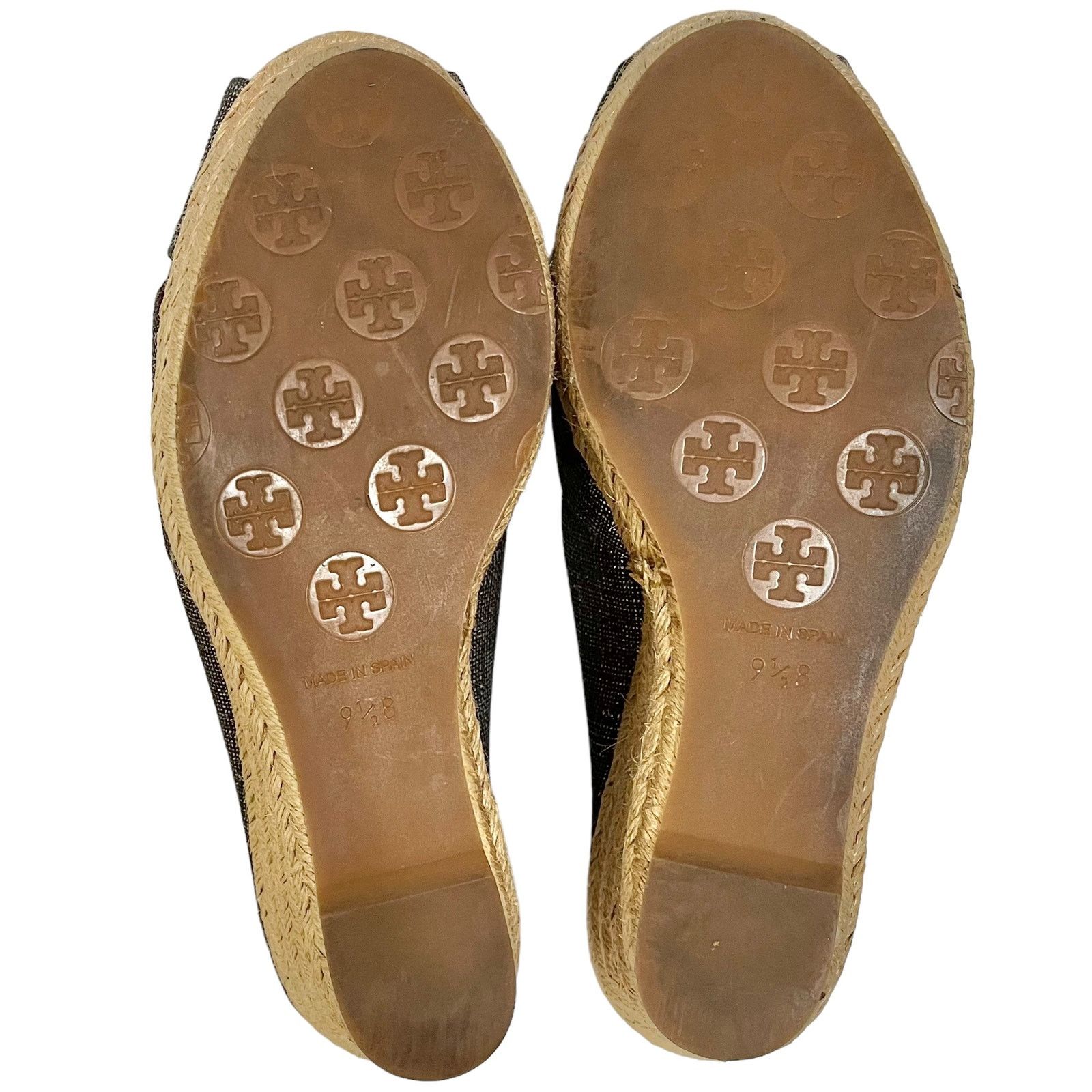 Tory Burch Tory Burch Filipa Pewter Linen Espadrille Wedges Heels Size US 9.5 / IT 39.5 - 6 Thumbnail