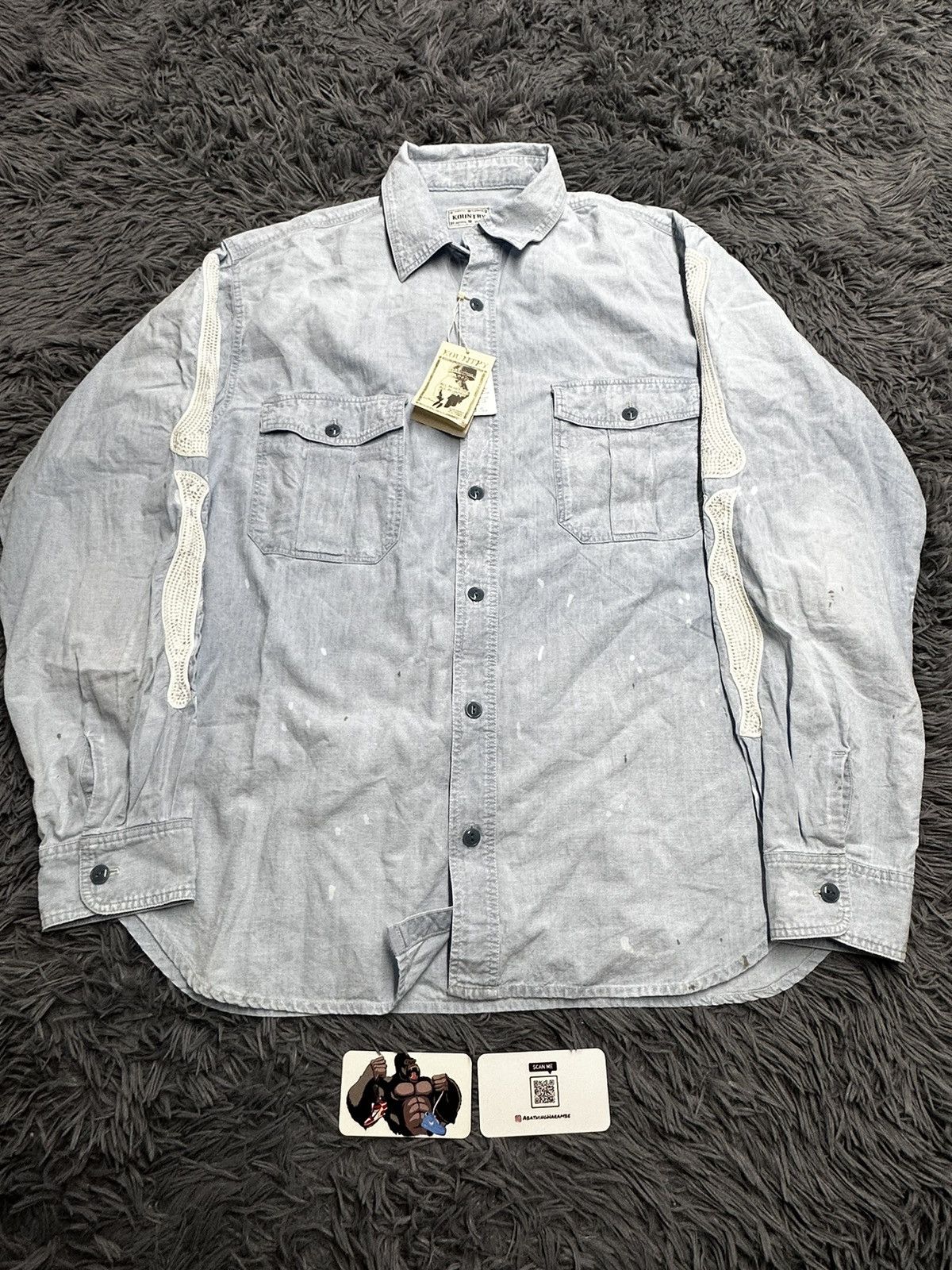 Kapital Kapital Chambray Work Shirt (Bone Embroidery) Size US L / EU 52-54 / 3 - 2 Thumbnail