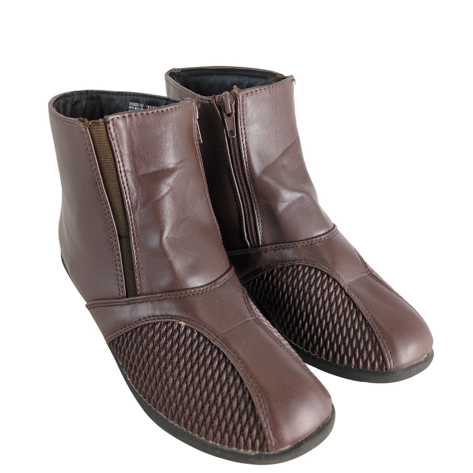 Other Beacon Womens 7W Brown PU Leather Ankle Boots Stretch N Form Size US 7 / IT 37 - 1 Thumbnail