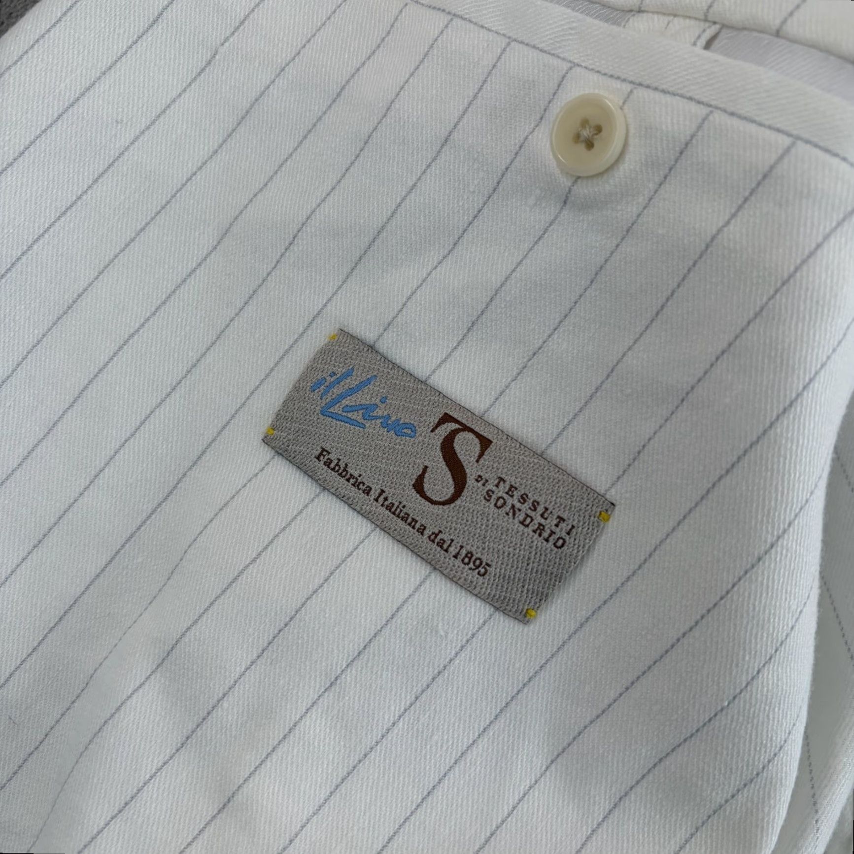 Banana Republic Banana Republic Blazer Mens 42 White Grey Striped Linen Tessuti di Sondrio Size 42R - 3 Thumbnail